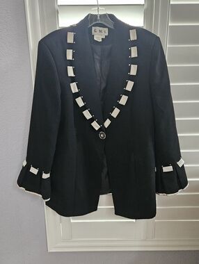 Black and White Embellished Blazer